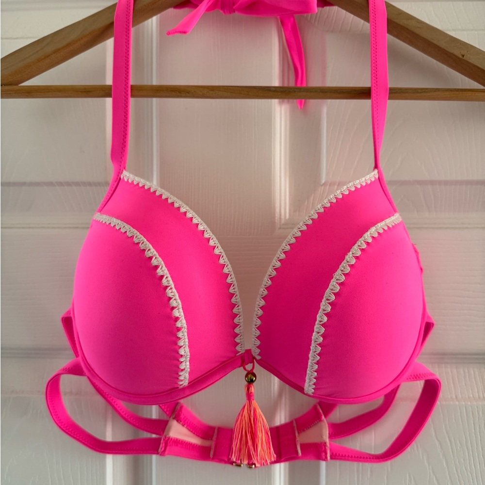 Shade & Shore Pink and White Halter Bikini